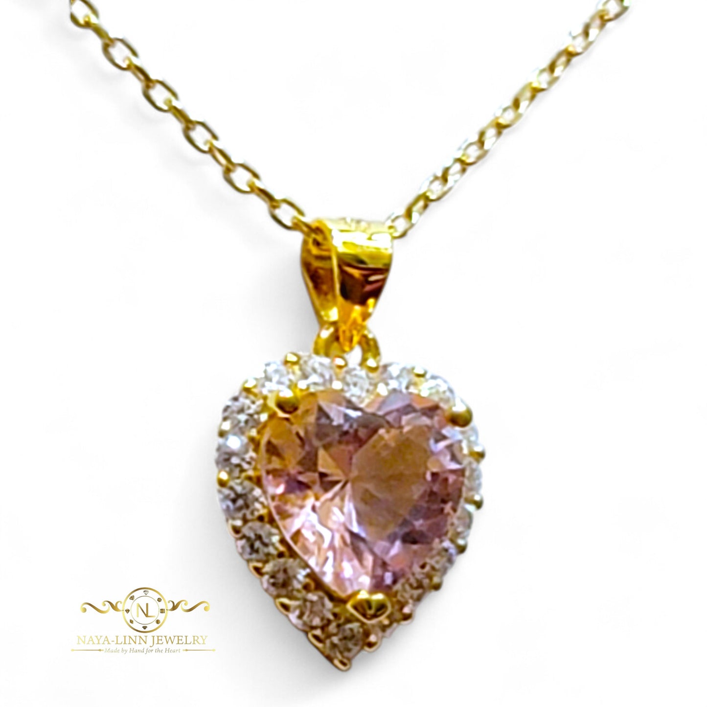Isabella Necklace | Heart Diamond Simulants | 18K Gold Vermeil | 925 Sterling Silver By Naya-Linn Jewelry