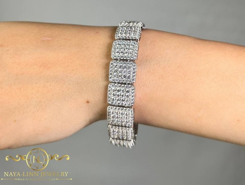 Tonee Bracelet | Rhodium Over 925 Sterling Silver | Bangle | Cubic Zirconia