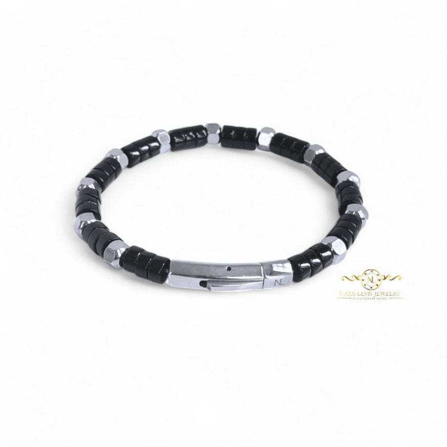 Achilles Unisex Rhodonite Bracelet with Curved Bayonet Clasp