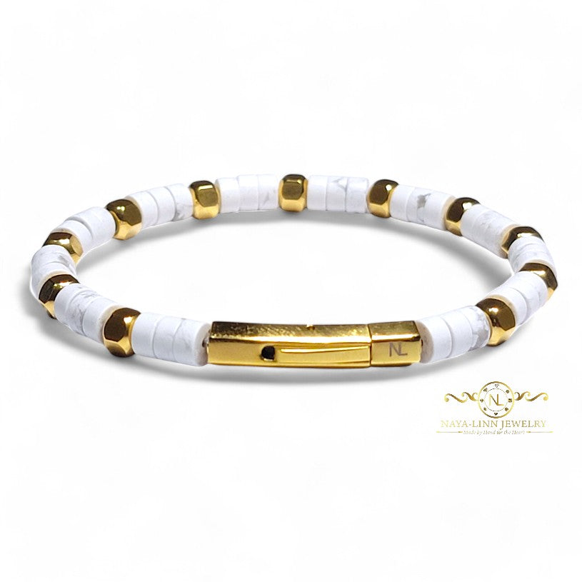 Achilles Men’s Lapis Lazuli/Gold Plated Bracelet with Curved Bayonet Clasp