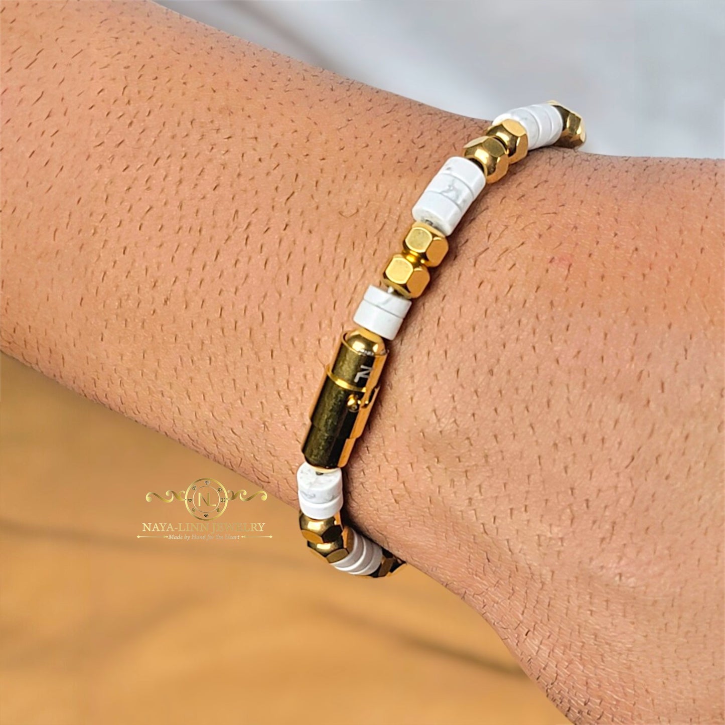 Ariston Men's Black Agate Bracelet, Gold Plated with Magnetic Bayonet Clasp