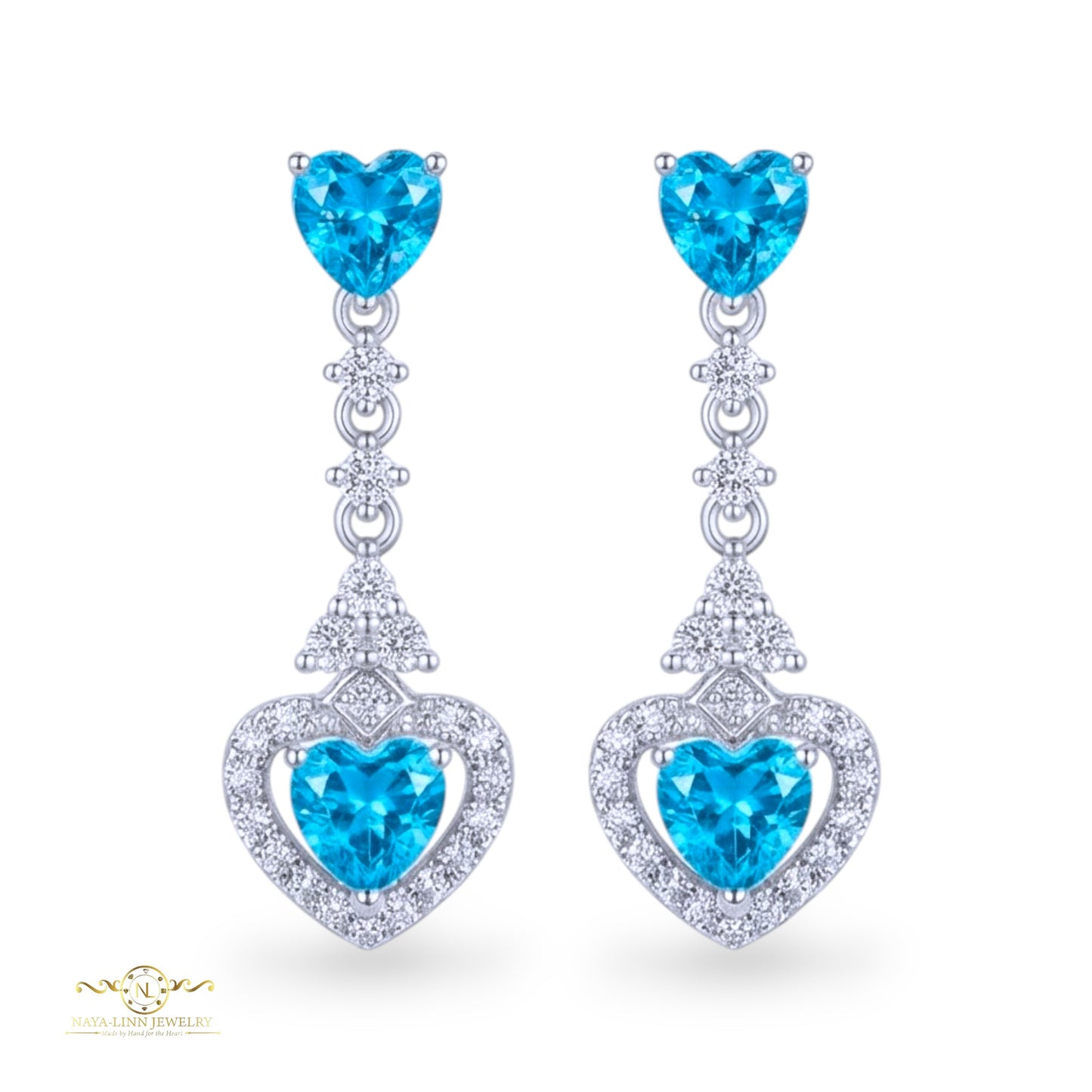 Avery Drop Earrings | Mixed Cuts Heart Shaped Dangle Earrings | Sophisticated Gemstone Jewelry By Naya-Linn Jewelry