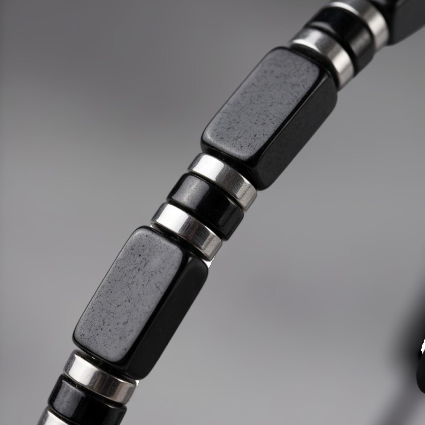 Xanthus Minimalist Men's Bracelet, Blue Howlite Rectangular Beads with Adjustable Rope