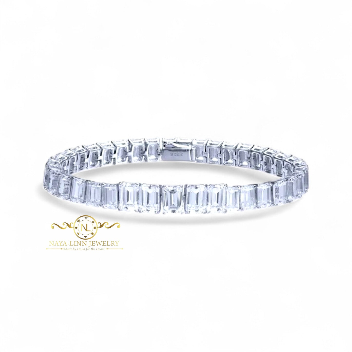 Collete Bracelet | Rhodium Plated Over 925 Sterling Silver | Emerald Cut | Cubic Zirconia