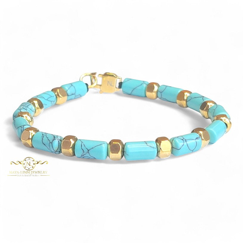 Hector 6x10MM White Howlite Men's Bracelet with Lobster Clasp