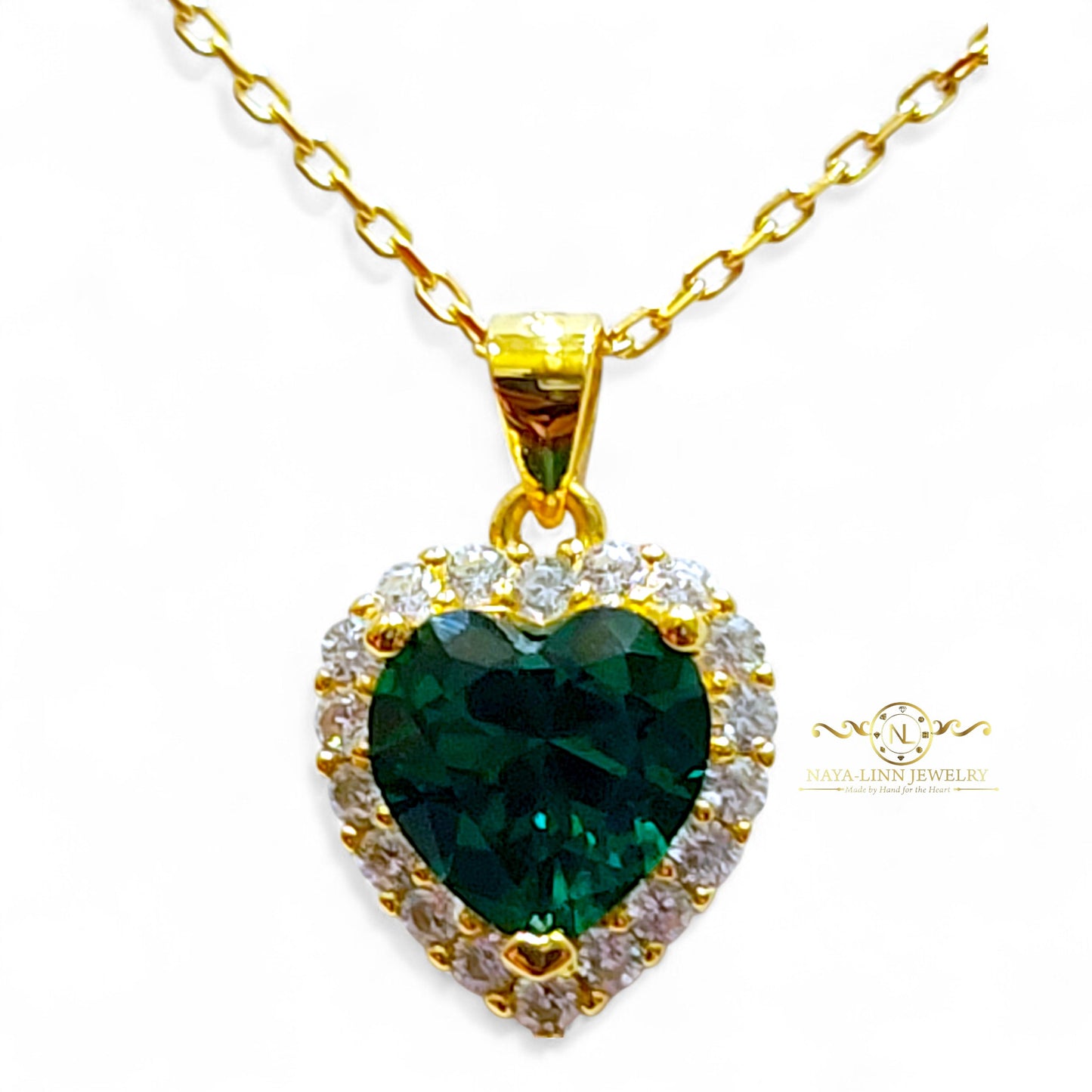 Isabella Necklace | Heart Diamond Simulants | 18K Gold Vermeil | 925 Sterling Silver By Naya-Linn Jewelry