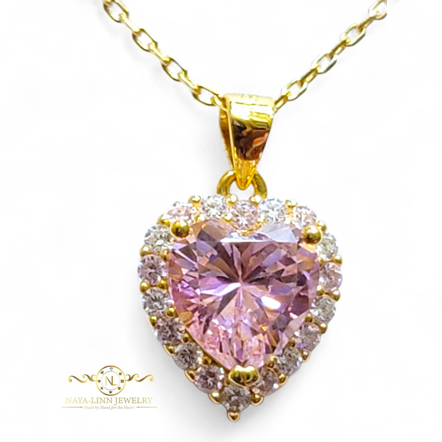 Isabella Necklace | Heart Diamond Simulants | 18K Gold Vermeil | 925 Sterling Silver By Naya-Linn Jewelry