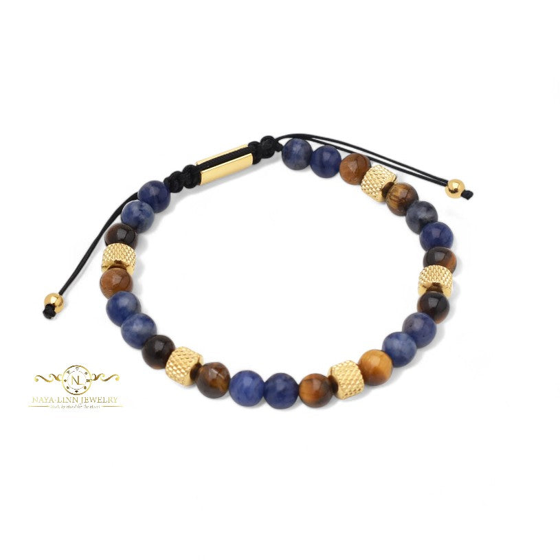 Ajax Men's Sodalite & Tiger's Eye Natural Stone 6MM Bead Bracelet