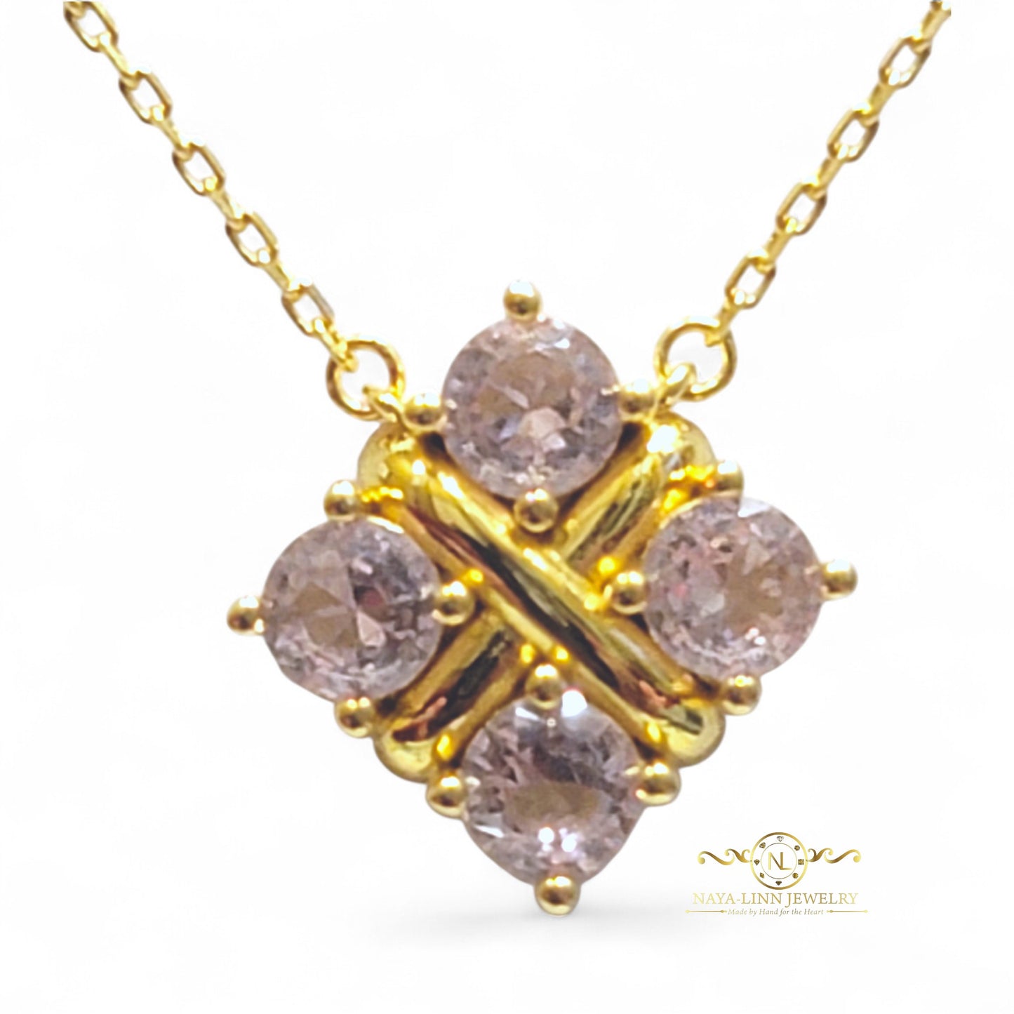 Lydia Necklace | Diamond Simulants | 18K Gold Vermeil Over 925 Sterling Silver By Naya-Linn Jewelry