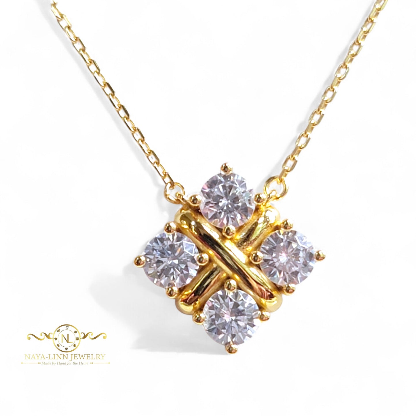 Lydia Necklace | Diamond Simulants | 18K Gold Vermeil Over 925 Sterling Silver By Naya-Linn Jewelry