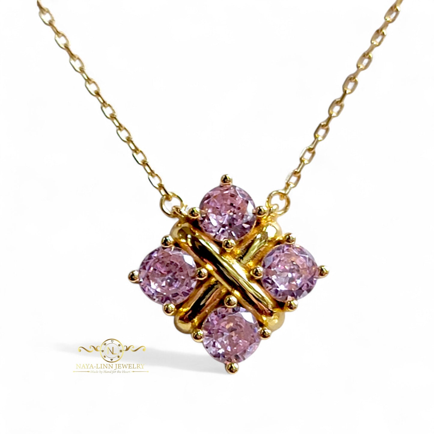 Lydia Necklace | Diamond Simulants | 18K Gold Vermeil Over 925 Sterling Silver By Naya-Linn Jewelry