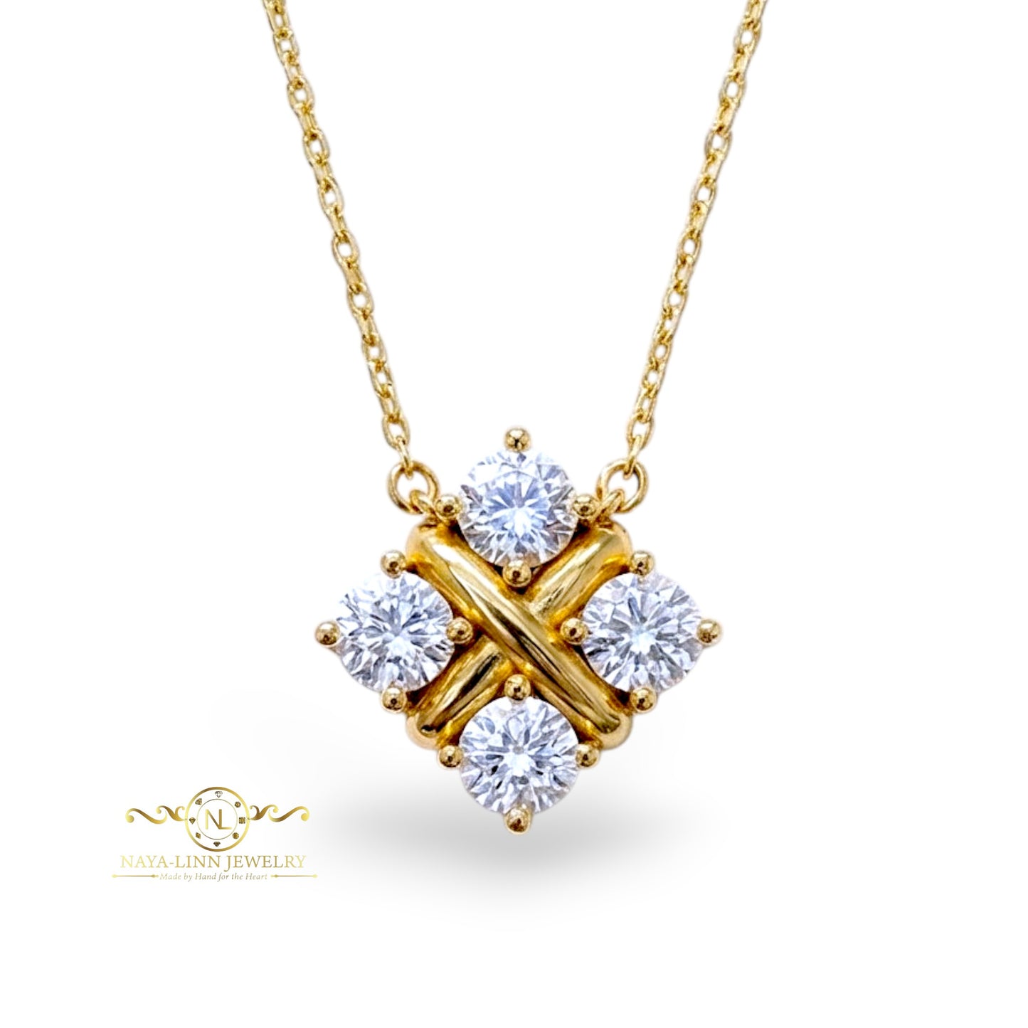 Lydia Necklace | Diamond Simulants | 18K Gold Vermeil Over 925 Sterling Silver By Naya-Linn Jewelry