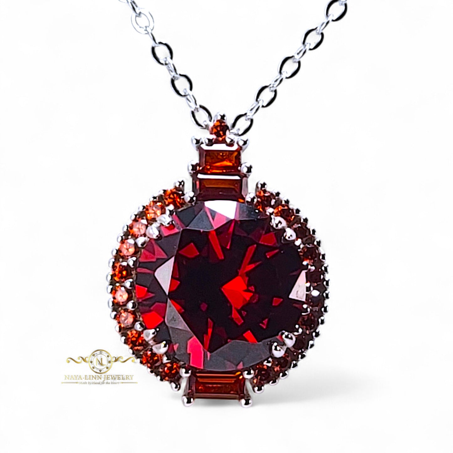 Millie Necklace | Round Gemstones | Rhodium Over Sterling Silver | 925 Sterling Silver