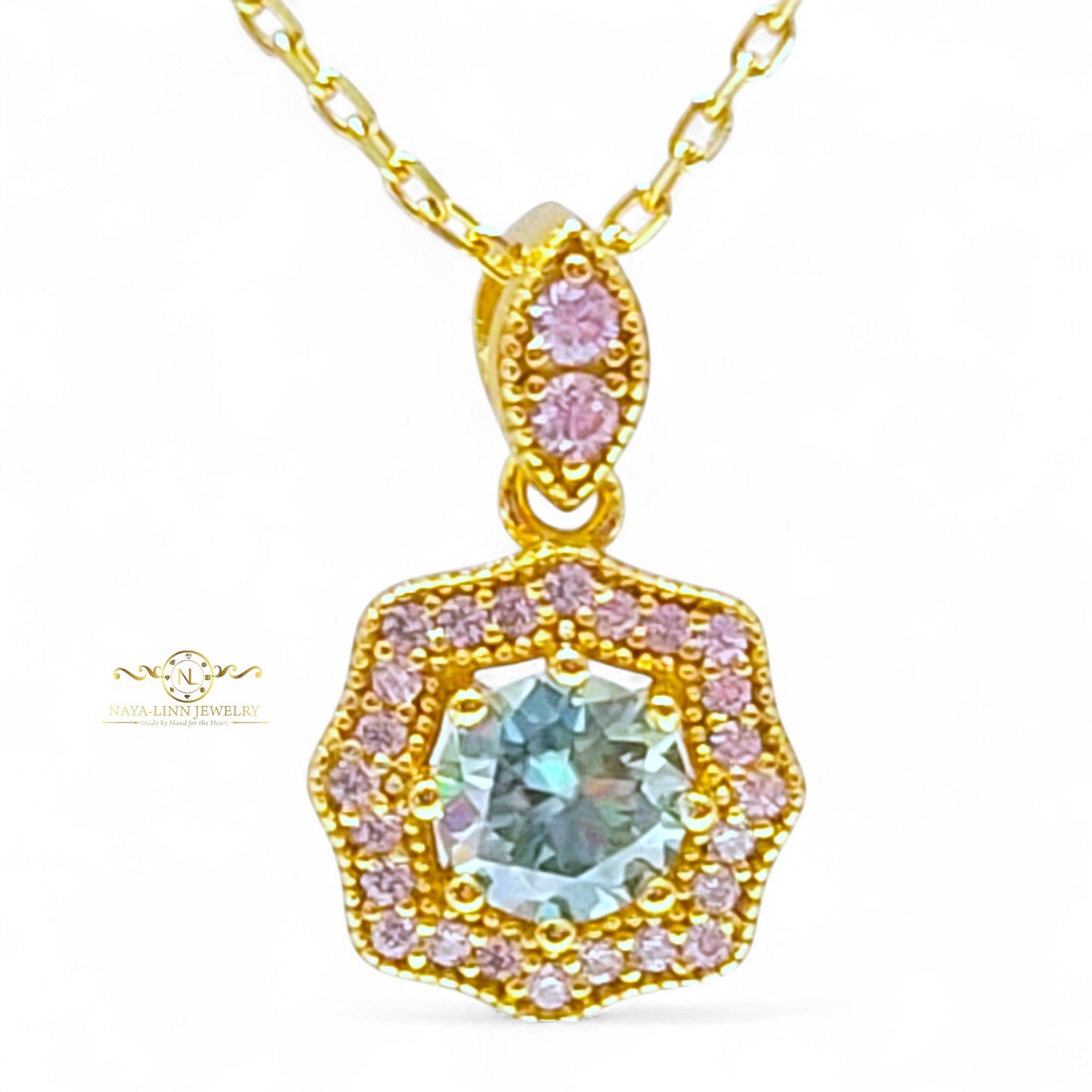 Octavia Moissanite Necklace | 18K Gold Vermeil Jewelry | Sterling Silver | Main Stone with GRA Certificate By Naya-Linn Jewelry