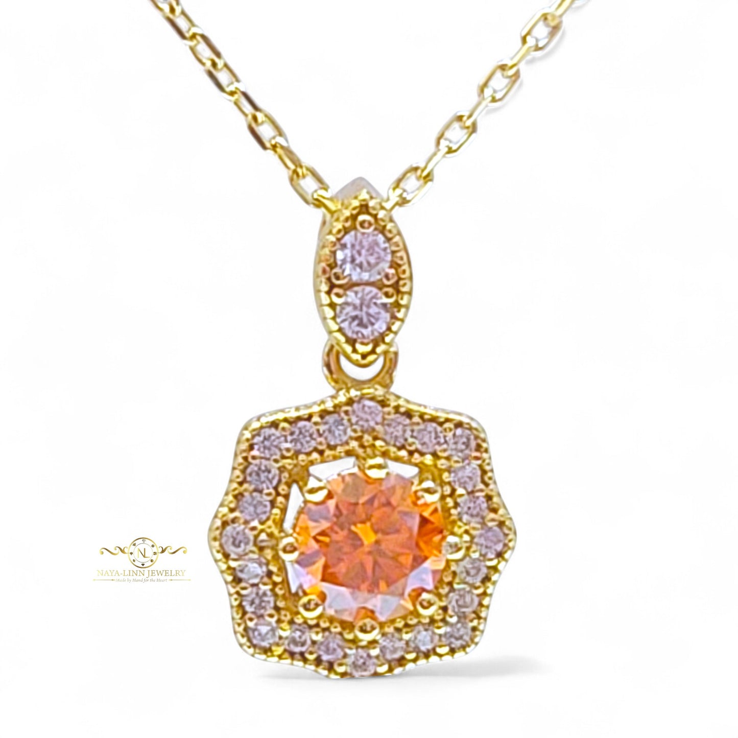 Octavia Moissanite Necklace | 18K Gold Vermeil Jewelry | Sterling Silver | Main Stone with GRA Certificate By Naya-Linn Jewelry