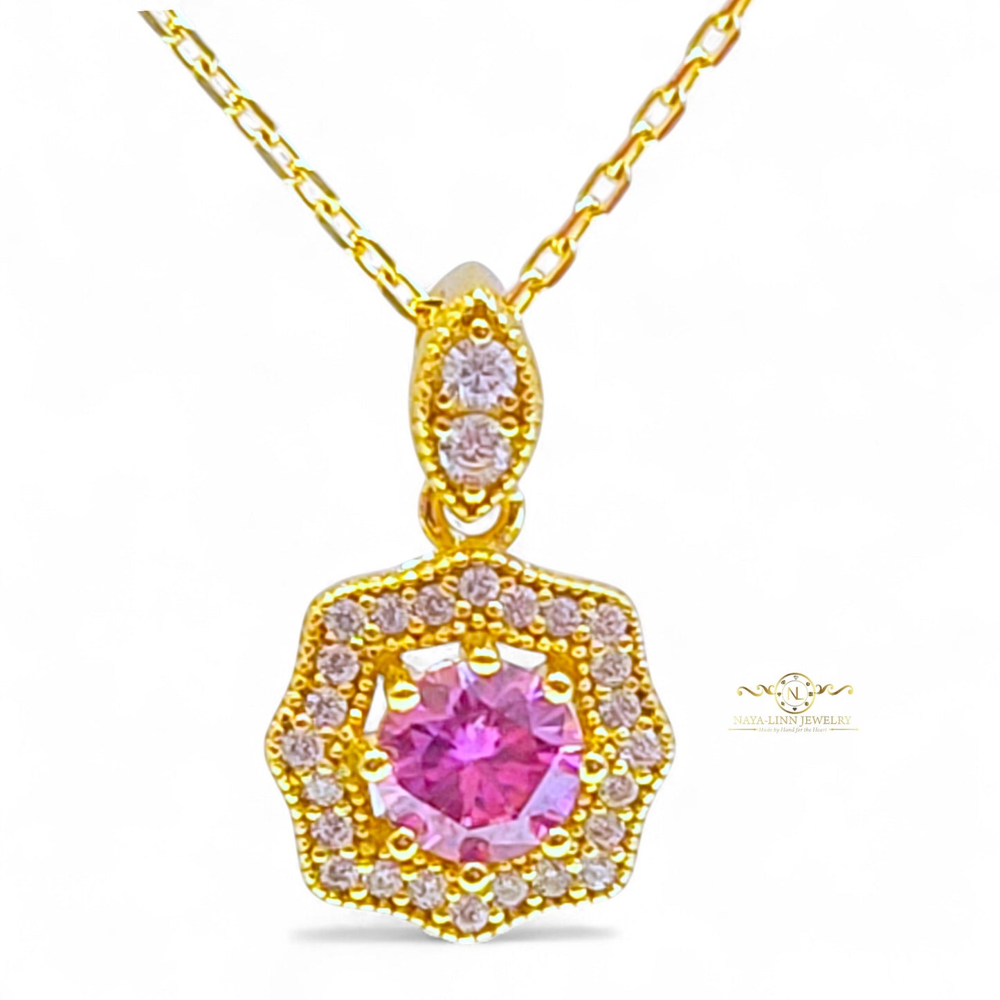Octavia Moissanite Necklace | 18K Gold Vermeil Jewelry | Sterling Silver | Main Stone with GRA Certificate By Naya-Linn Jewelry