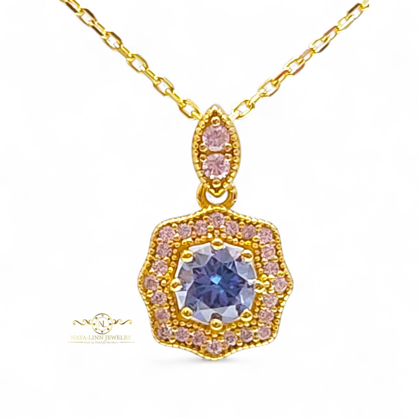 Octavia Moissanite Necklace | 18K Gold Vermeil Jewelry | Sterling Silver | Main Stone with GRA Certificate By Naya-Linn Jewelry