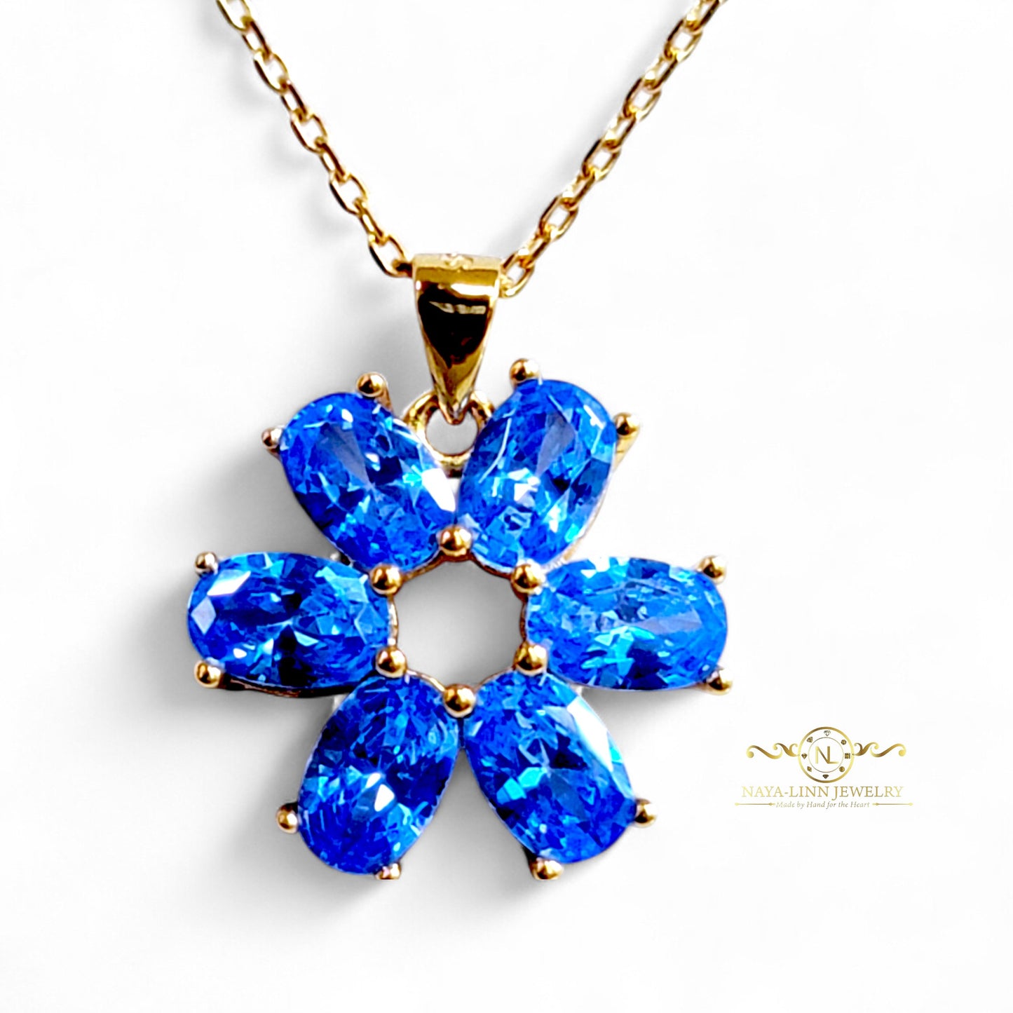 Serenity Snowflake Necklace | Oval Shaped Diamond Simulants | 18K Gold Vermeil Over 925 Sterling Silver