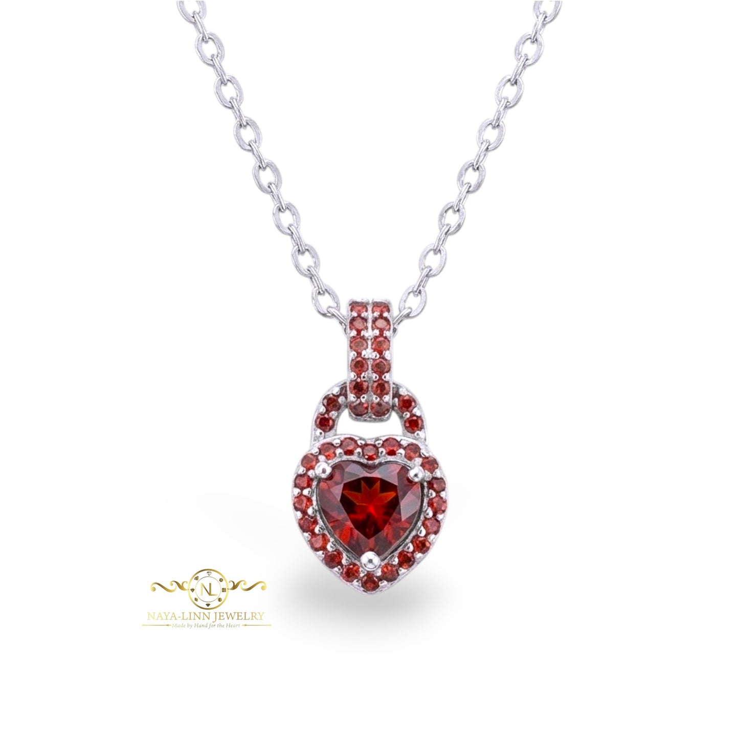 Sienna Necklace | Heart-Shaped Diamond Simulant | Rhodium Over Sterling Silver