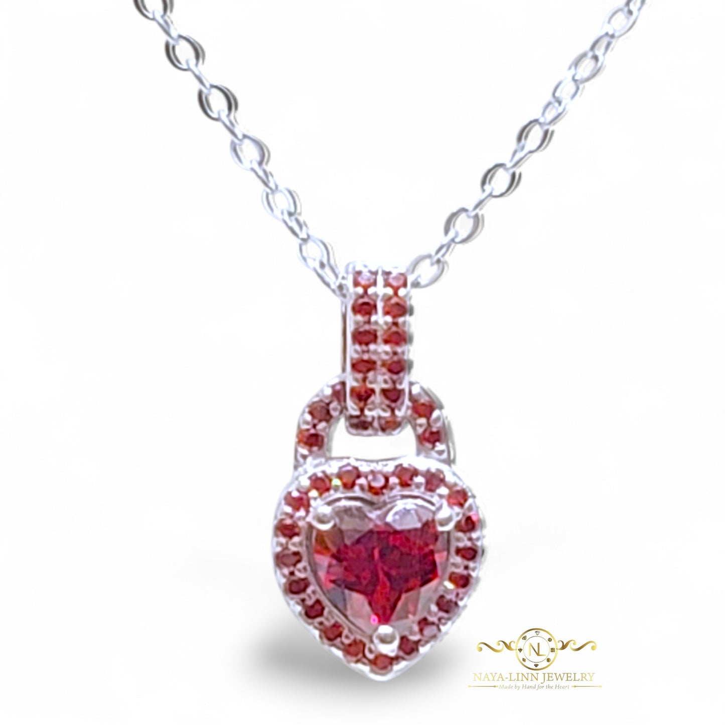 Sienna Necklace | Heart-Shaped Diamond Simulant | Rhodium Over Sterling Silver