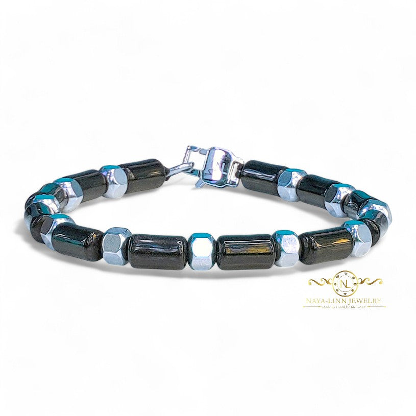 Hector 6x10MM Tiger's Eye Men's Bracelet, 18K Gold Plating with Lobster Clasp