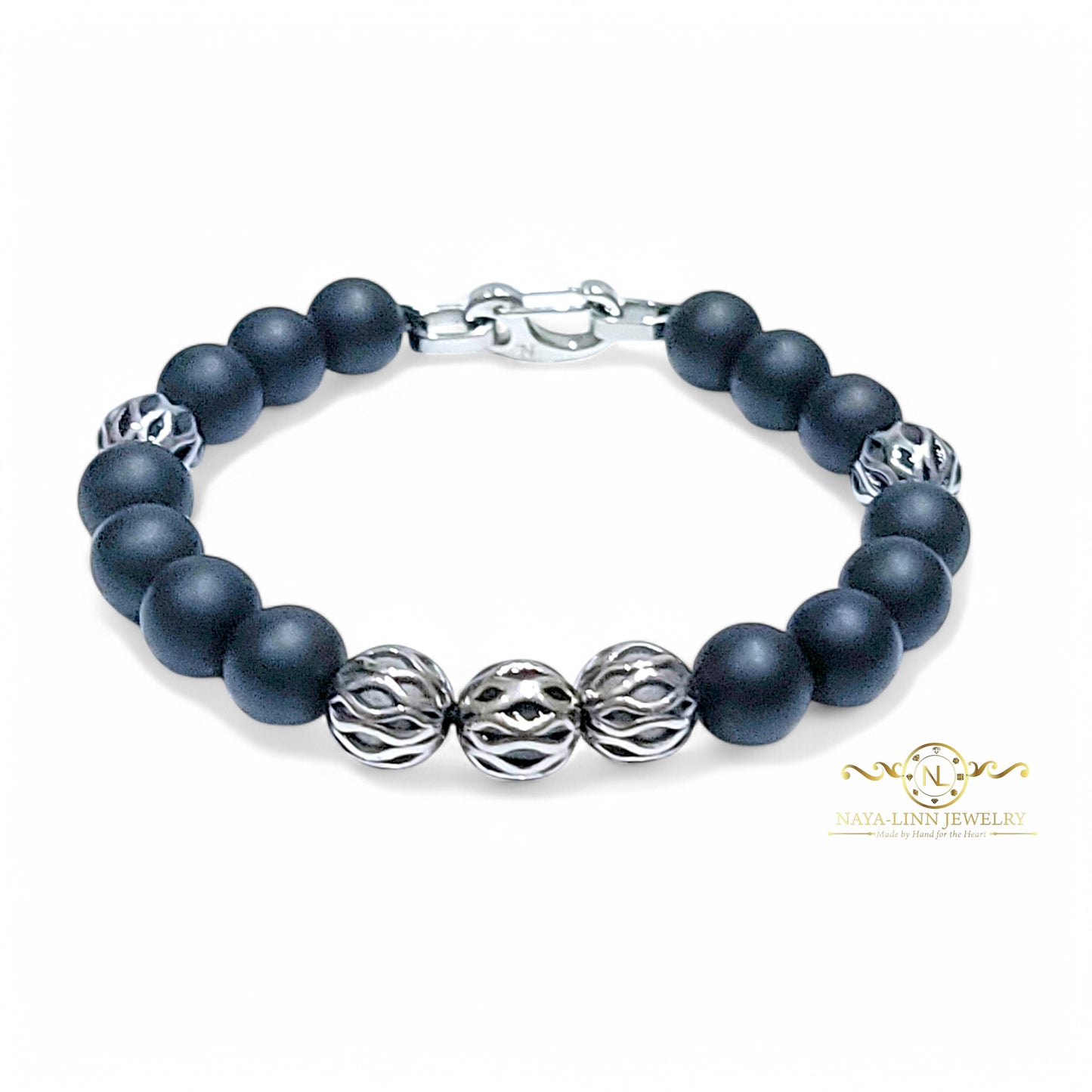 Zeno Men’s Gold Plated Bracelet, 10mm Round Tiger's Eye Gemstones with Lobster Clasp