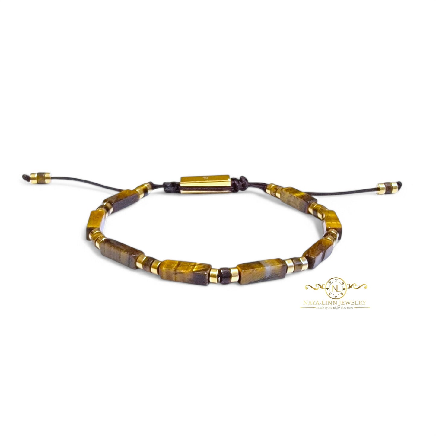 Xanthus Minimalist Men’s Bracelet with Rhodonite Rectangular Beads and Adjustable Rope