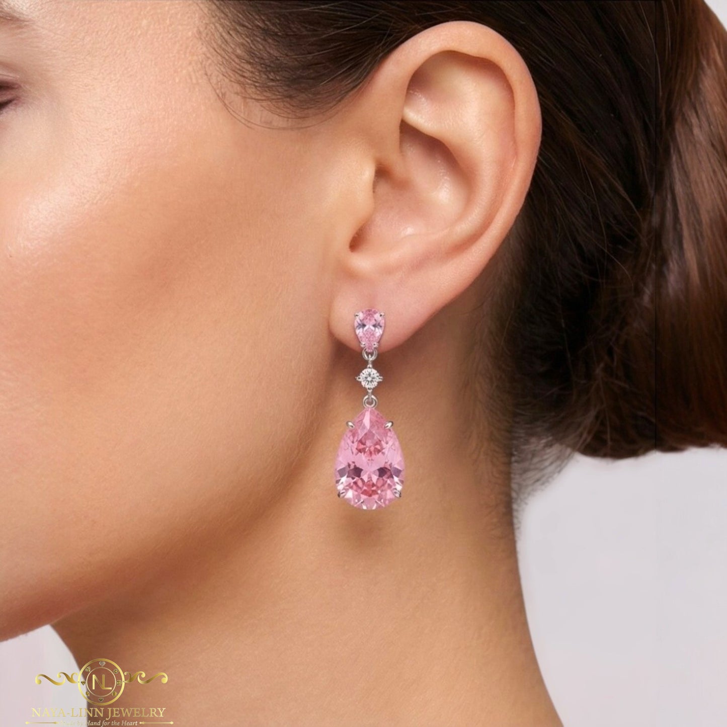 Imelda Drop Earrings | Pear Simulated Diamonds | Vintage Dangle Earring | Elegant Gemstone Earring By Naya-Linn Jewelry