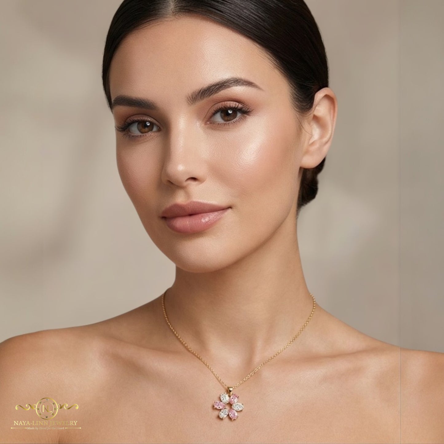 Serenity Snowflake Necklace | Oval Shaped Diamond Simulants | 18K Gold Vermeil Over 925 Sterling Silver