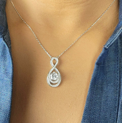 Gianni Moissanite Necklace | Infinity Pendant | Rhodium Over 925 Sterling Silver | 5MM With GRA Certificate