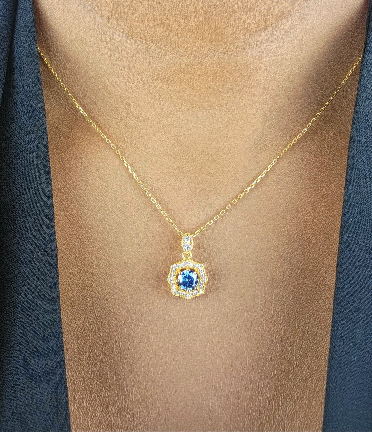 Octavia Moissanite Necklace | 18K Gold Vermeil Jewelry | Sterling Silver | Main Stone with GRA Certificate By Naya-Linn Jewelry