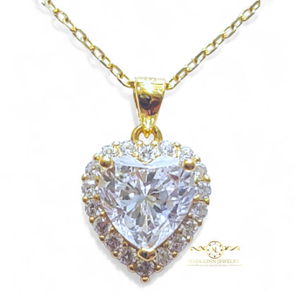 Isabella Necklace | Heart Diamond Simulants | 18K Gold Vermeil | 925 Sterling Silver By Naya-Linn Jewelry