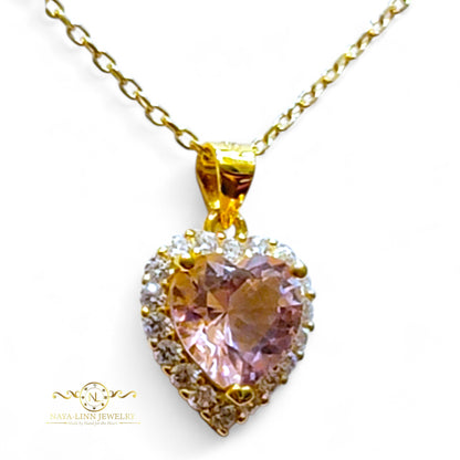 Isabella Necklace | Heart Diamond Simulants | 18K Gold Vermeil | 925 Sterling Silver By Naya-Linn Jewelry