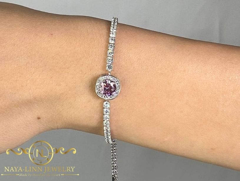 Reagan Bracelet | Moissanite Diamond Bangle | Adjustable Bracelet | 14K White Gold |925 Sterling | GRA Certificate By Naya-Linn Jewelry