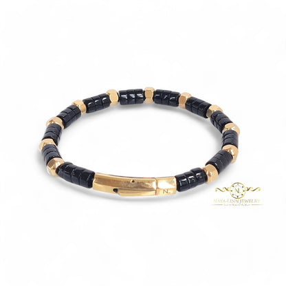 Achilles Men’s Lapis Lazuli/Gold Plated Bracelet with Curved Bayonet Clasp