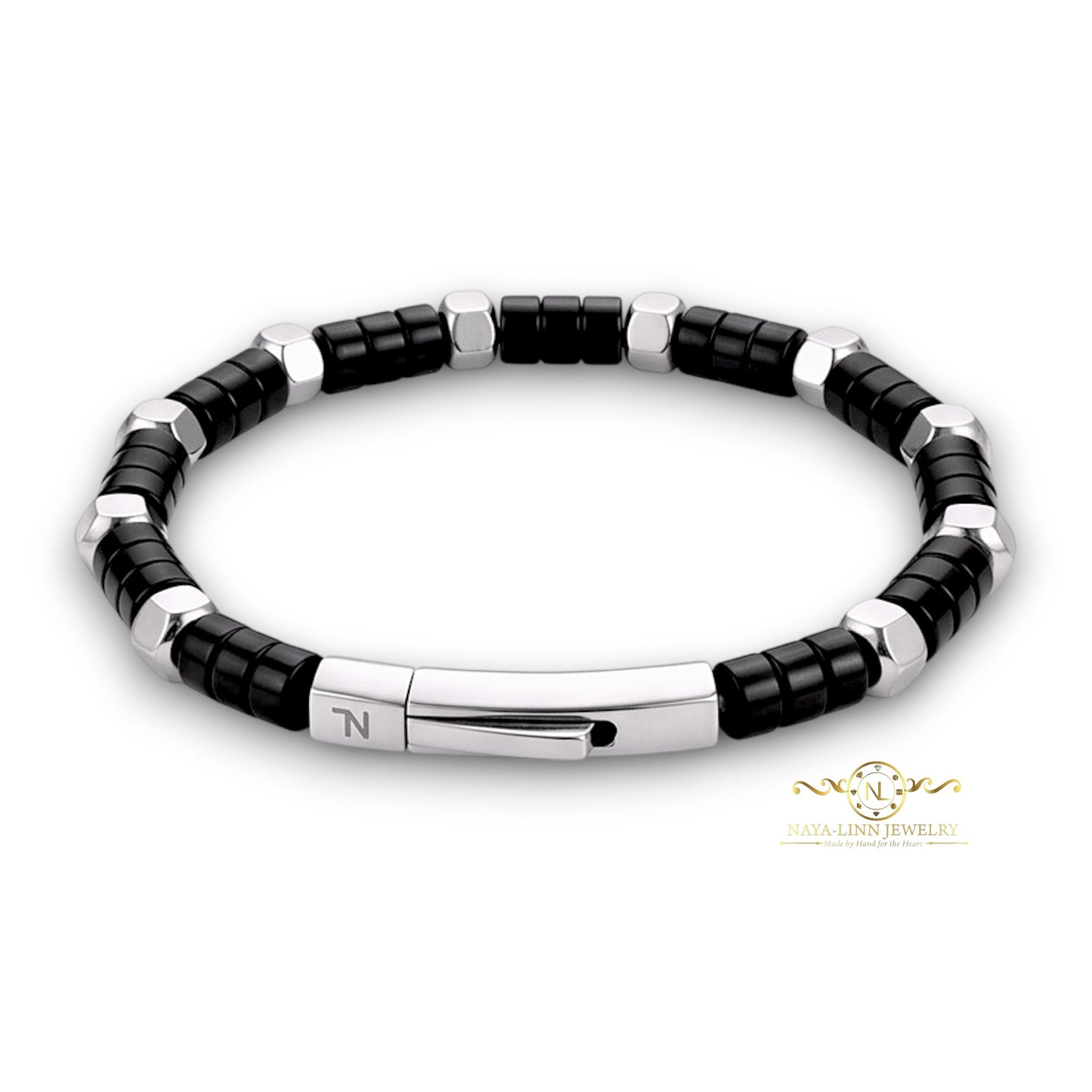 Achilles Unisex Rhodonite Bracelet with Curved Bayonet Clasp