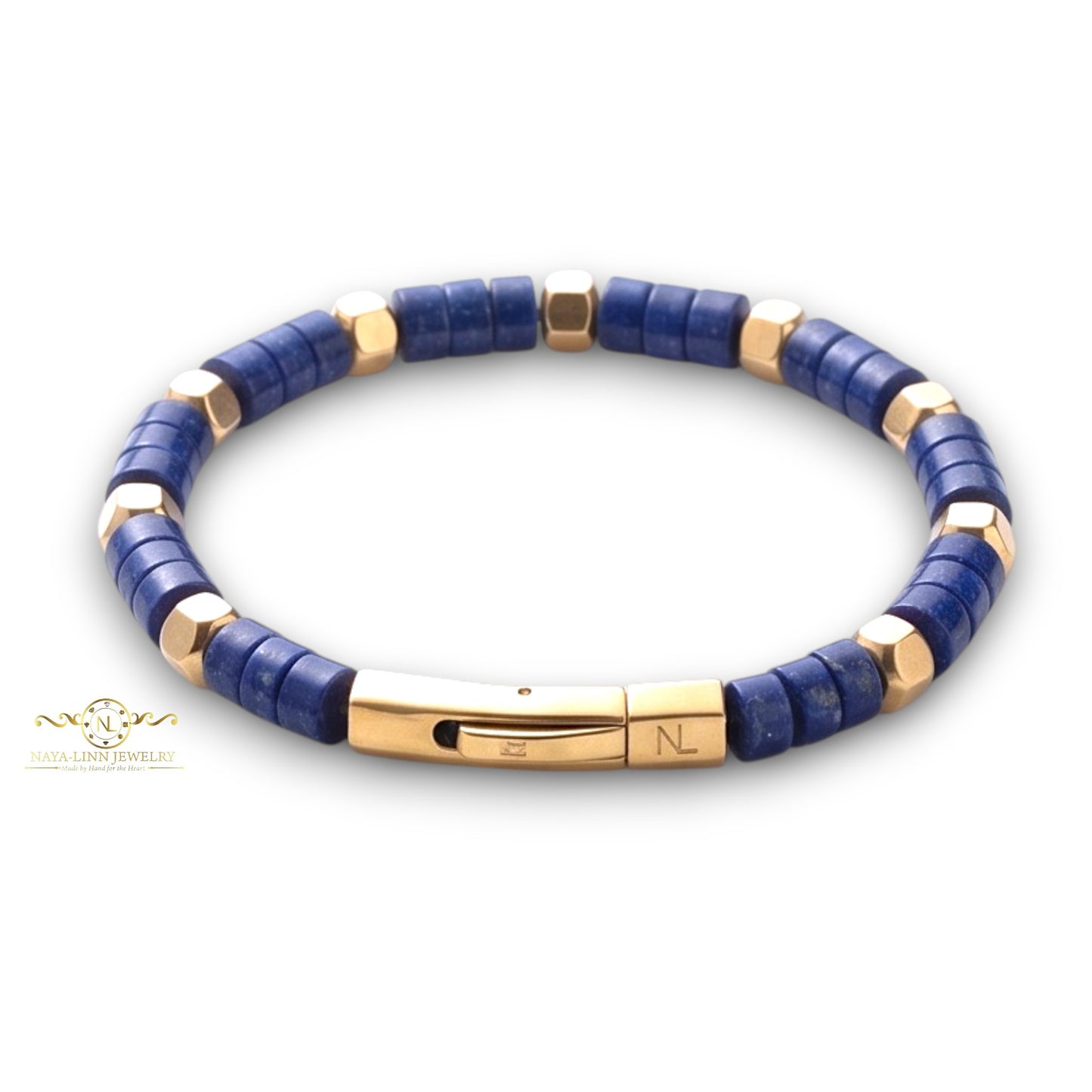 Achilles Unisex Rhodonite Bracelet with Curved Bayonet Clasp
