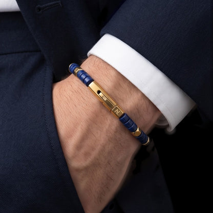 Achilles Men’s Howlite/Gold Plated Bracelet with Curved Bayonet Clasp