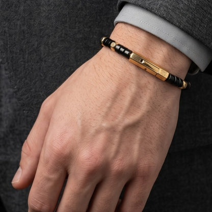 Achilles Men’s Howlite/Silver Plated Bracelet with Curved Bayonet Clasp
