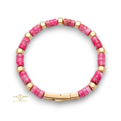 Achilles Unisex Rhodonite Bracelet with Curved Bayonet Clasp