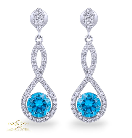 Adeline Infinity Drop Earrings | 925 Sterling Silver | Round Diamond Simulants | By Naya-Linn Jewelry