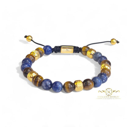 Ajax Men's 6MM Agate, Bronzitite Natural Stone Beaded Bracelet