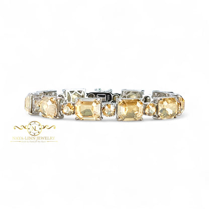Annabella Bracelet | Emerald-Shaped Stones | Statement Bangle | Gift for Her By Naya-Linn Jewelry
