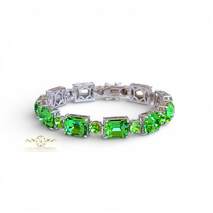 Annabella Bracelet | Emerald-Shaped Stones | Statement Bangle | Gift for Her By Naya-Linn Jewelry