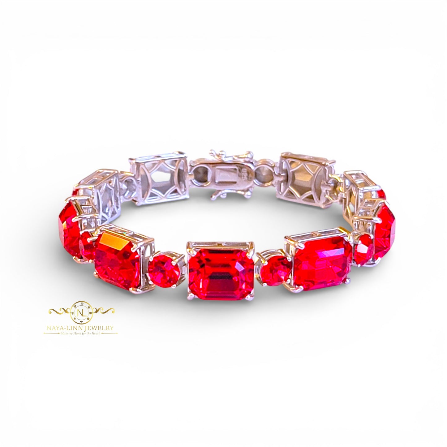 Annabella Bracelet | Emerald-Shaped Stones | Statement Bangle | Gift for Her By Naya-Linn Jewelry