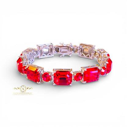 Annabella Bracelet | Emerald-Shaped Stones | Statement Bangle | Gift for Her By Naya-Linn Jewelry