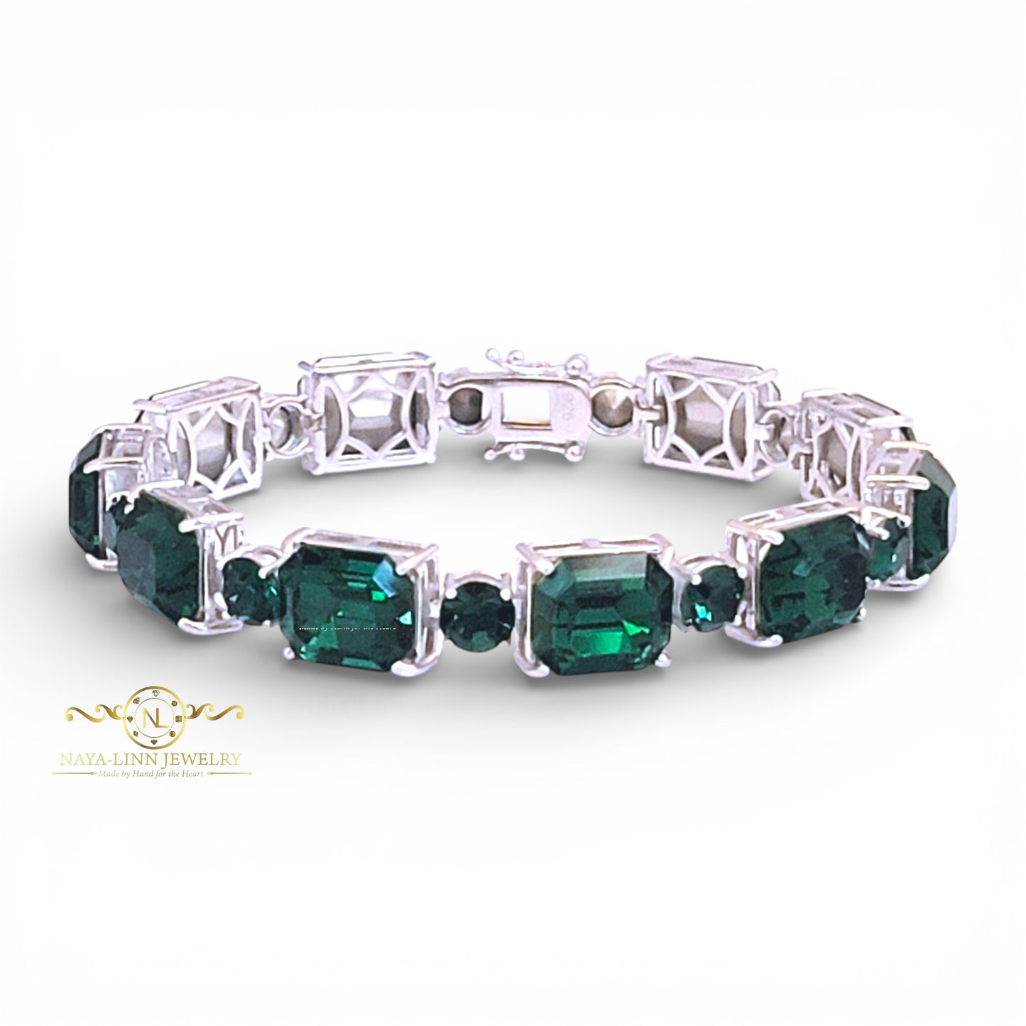 Annabella Bracelet | Emerald-Shaped Stones | Statement Bangle | Gift for Her By Naya-Linn Jewelry