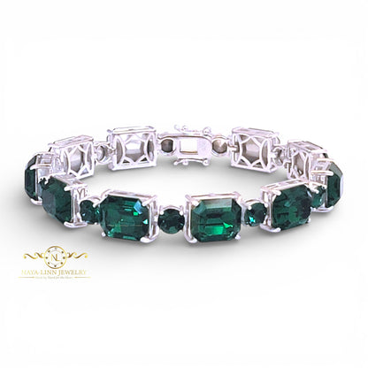 Annabella Bracelet | Emerald-Shaped Stones | Statement Bangle | Gift for Her By Naya-Linn Jewelry