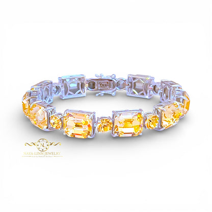 Annabella Bracelet | Emerald-Shaped Stones | Statement Bangle | Gift for Her By Naya-Linn Jewelry