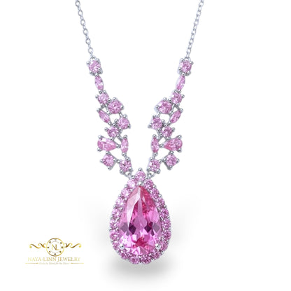 Aria Necklace | Pear Shaped Diamond Simulant | Main Gemstone | 925 Sterling Silver By Naya-Linn Jewelry